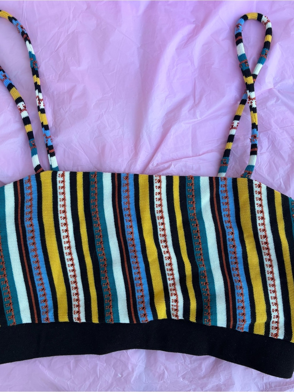 Zara Women’s Crop Top Bandeau Striped 90s Retro NWOT Sz S